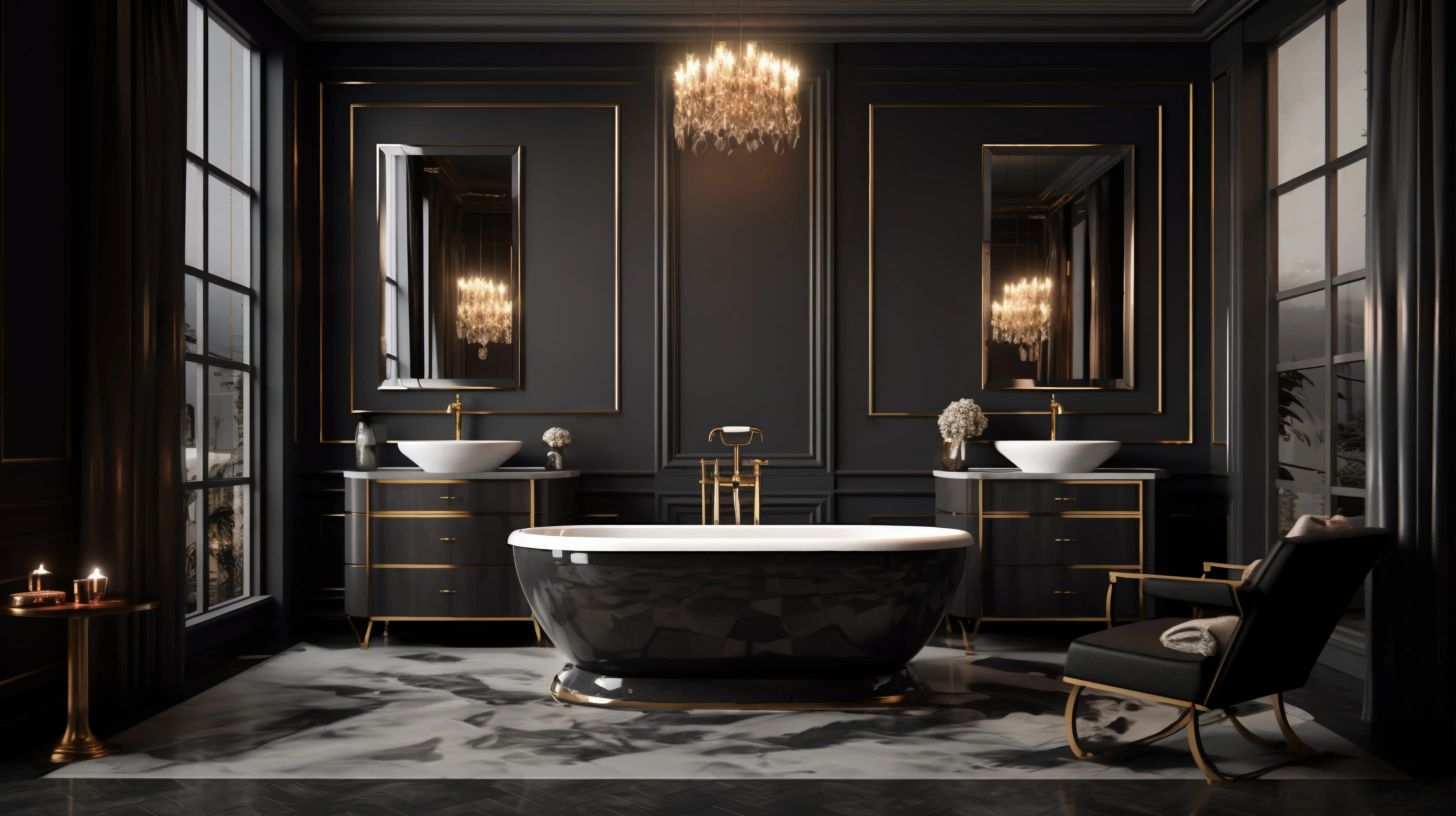 Salle de bain opulente et luxueuse